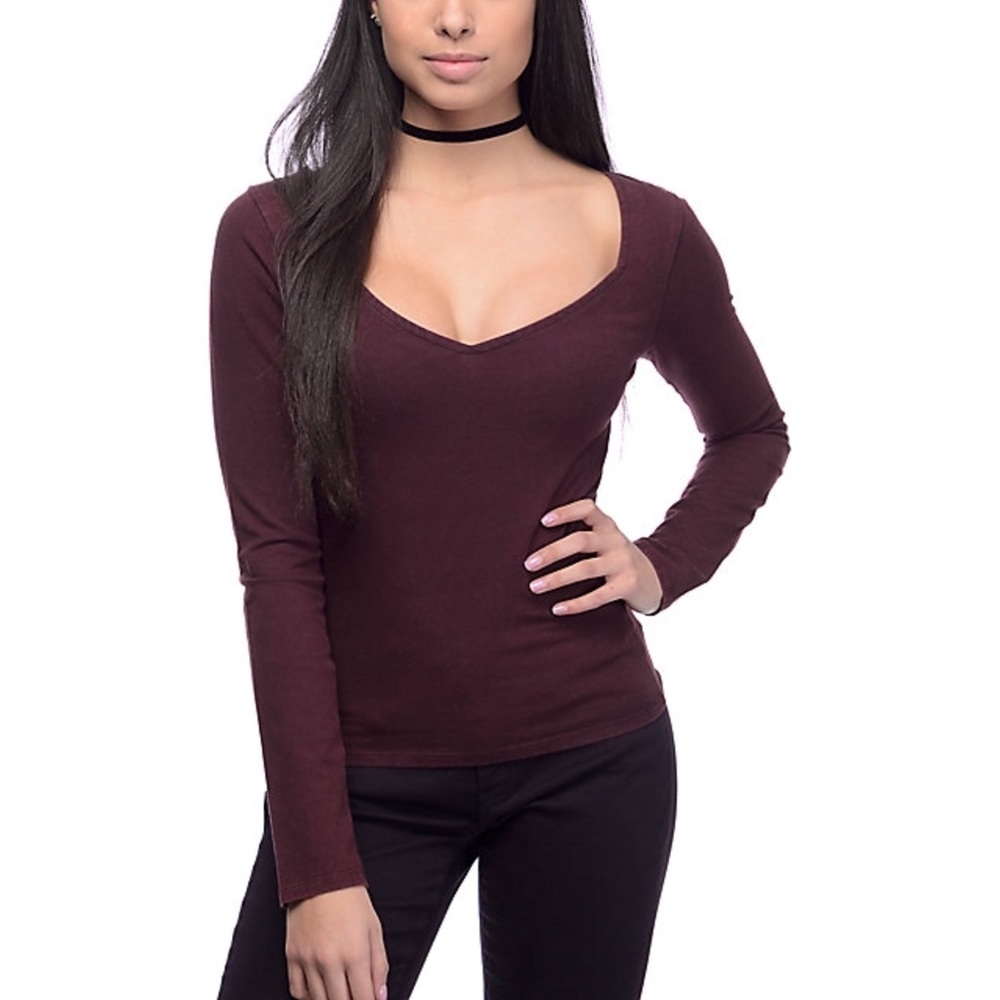 blackberry square neck long sleeve top